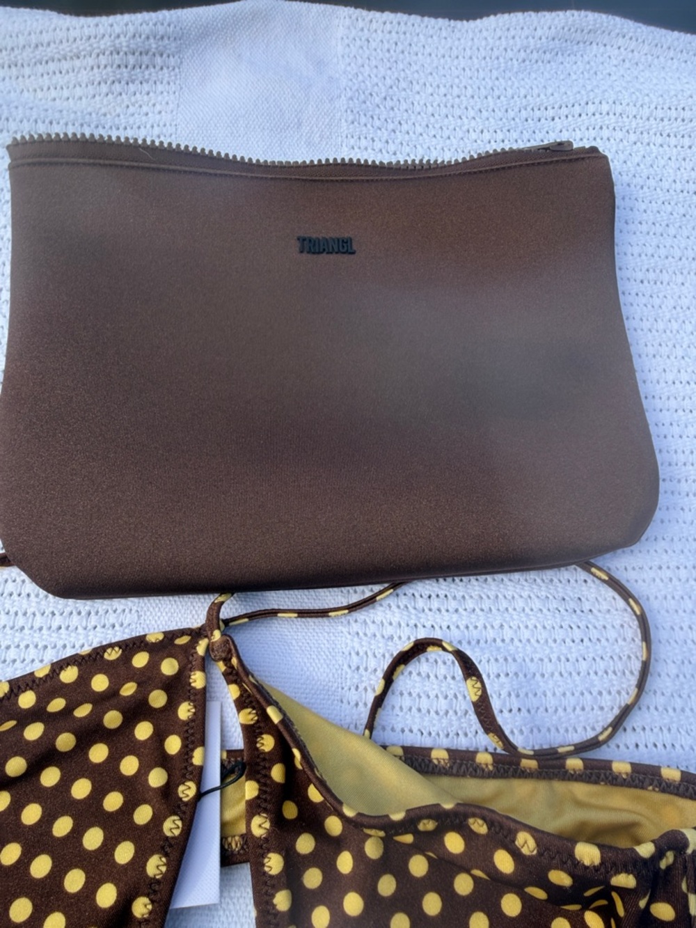 triangl swimwear Brown and Yellow Polka Dot String Bikini - Picture 7 of 10